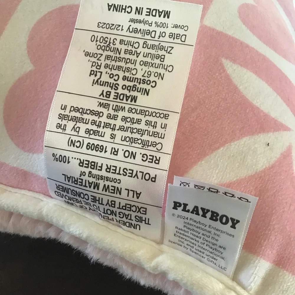 New Playboy pink fur logo pillow